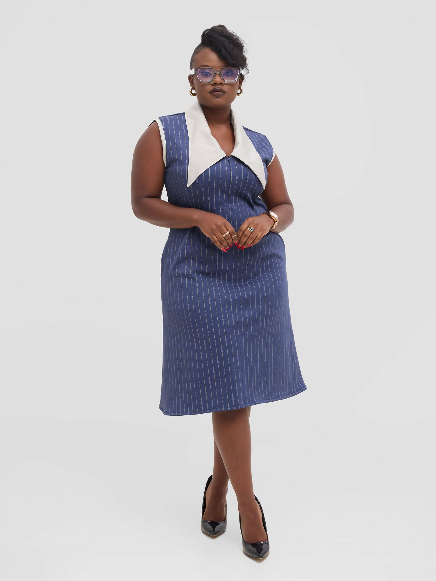 Silk House Collections Eloisa Dress - Striped Blue - Shopzetu