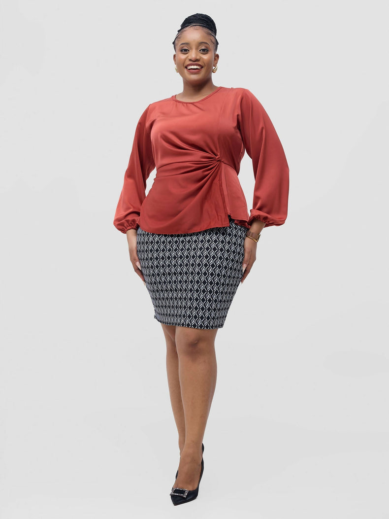 Silk House Collection Raya Top - Burnt Orange - Shopzetu