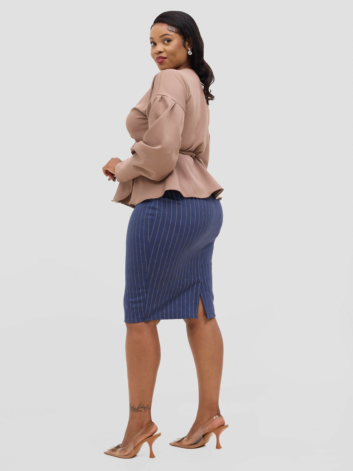 Silk House Collection Mia Navy Skirt + Maya Top - Navy Blue - Shopzetu