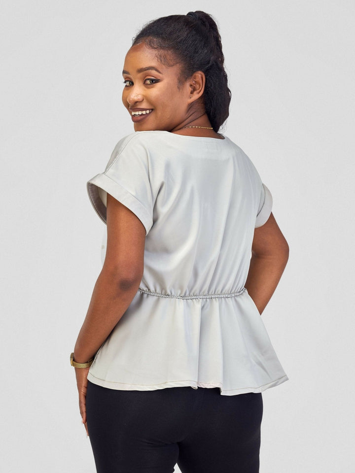 Silk House Collection Raya Top - Grey - Shopzetu