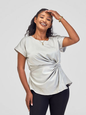 Silk House Collection Raya Top - Grey - Shopzetu