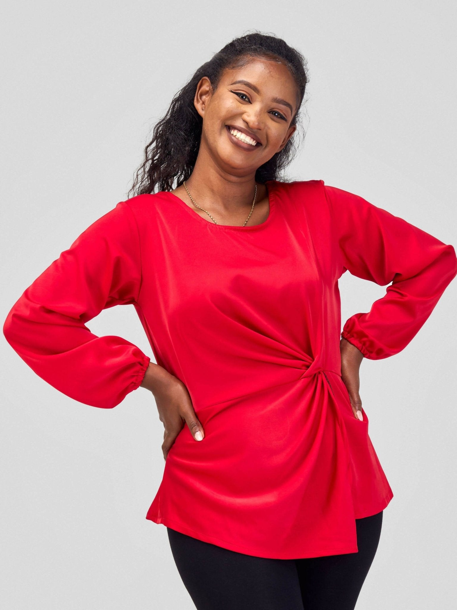 Silk House Collection Raya Top - Red - Shopzetu