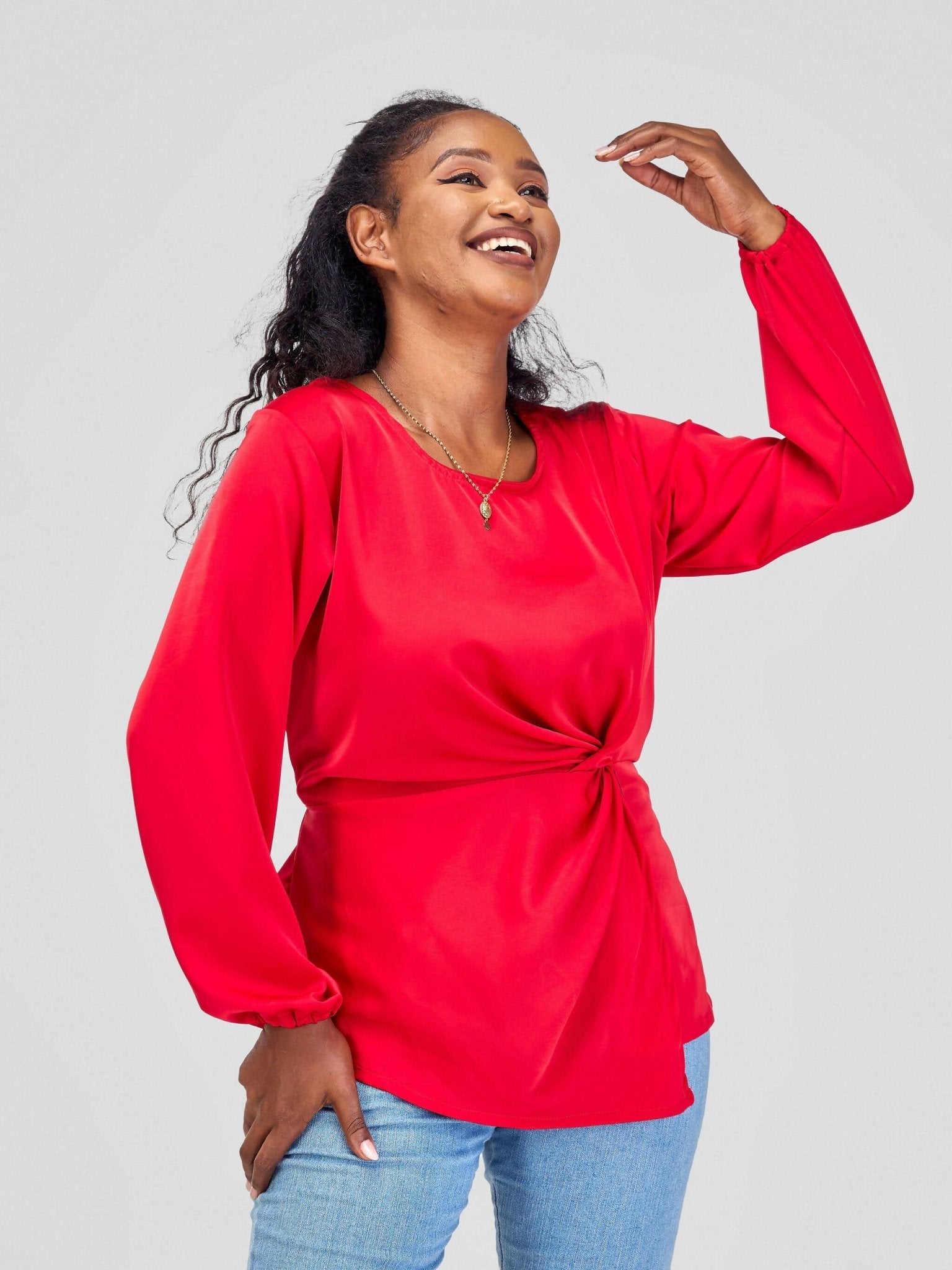 Silk House Collection Raya Top - Red - Shopzetu