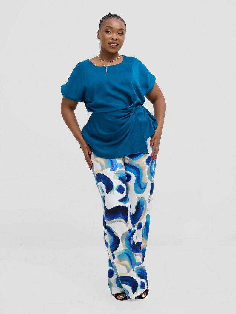 Silk House Collection Raya Top - Blue - Shopzetu