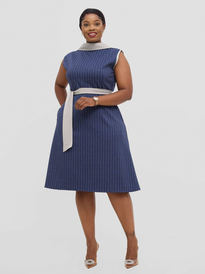 Silk House Collections Eloisa Dress - Striped Blue - Shopzetu