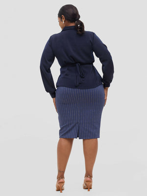 Silk House Collection Mia Navy Skirt - Navy Blue - Shopzetu