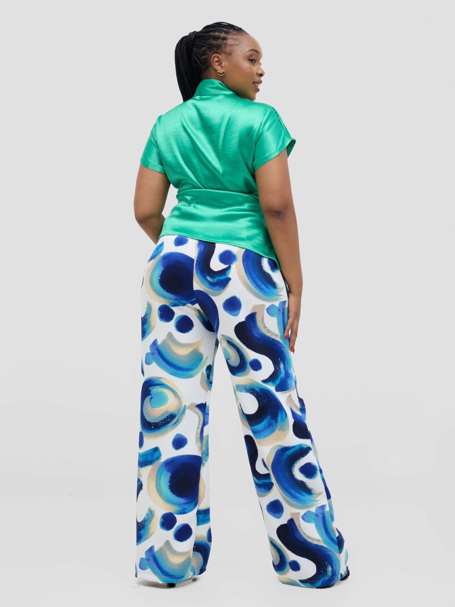 Silk House Collection Rana Pant - Blue Abstract Print - Shopzetu