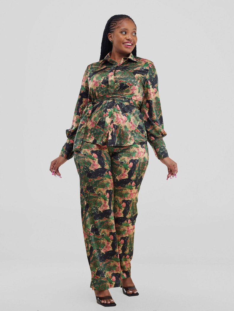 Silk House Collection Marcella Pant Set - Black Print - Shopzetu
