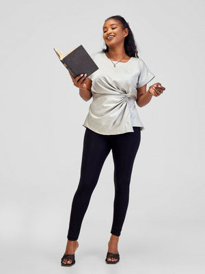 Silk House Collection Raya Top - Grey - Shopzetu