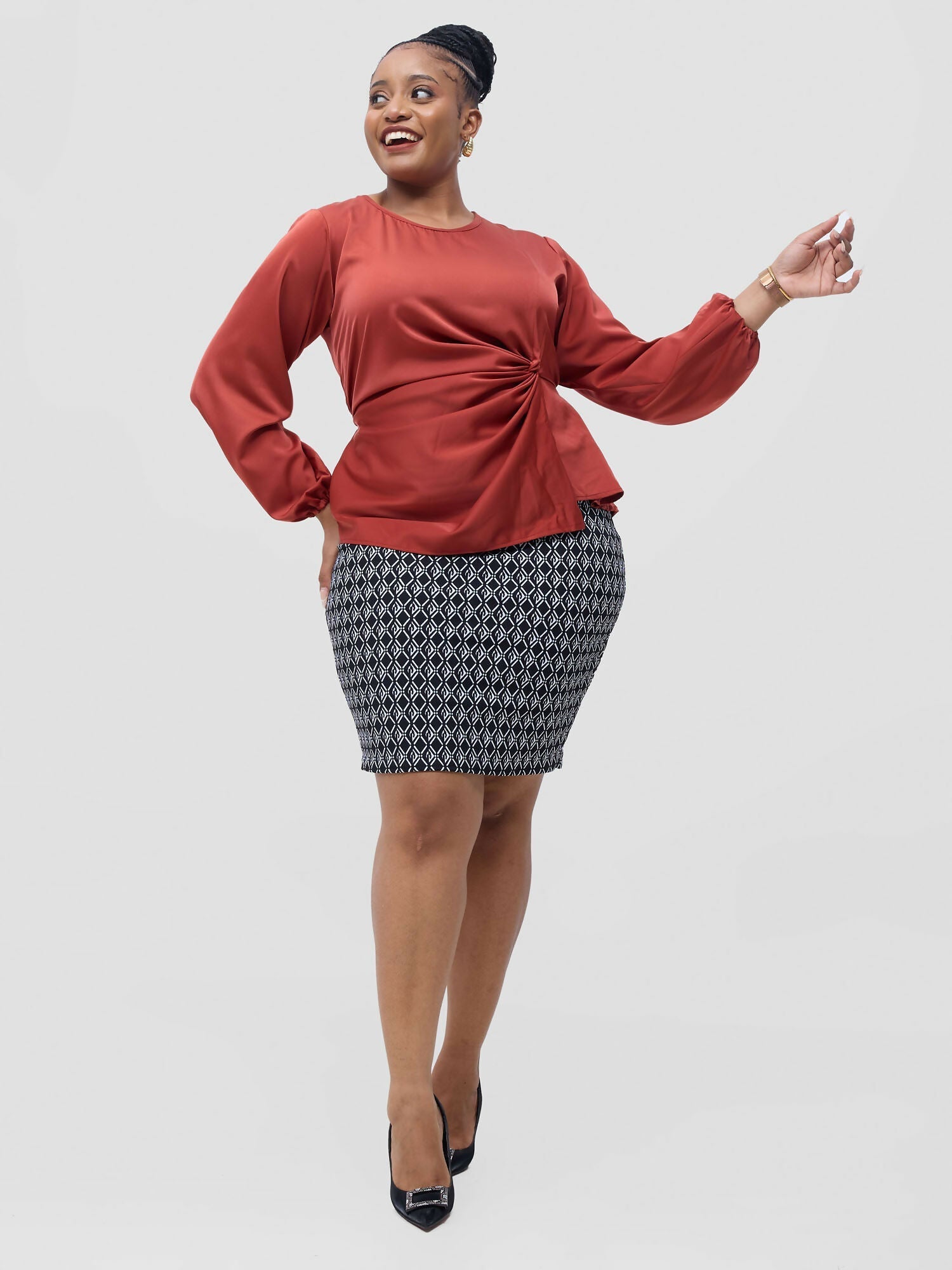 Silk House Collection Raya Top - Burnt Orange - Shopzetu